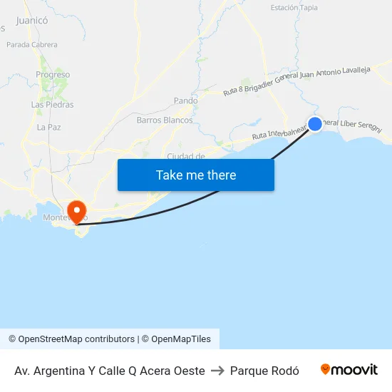 Av. Argentina Y Calle Q Acera Oeste to Parque Rodó map