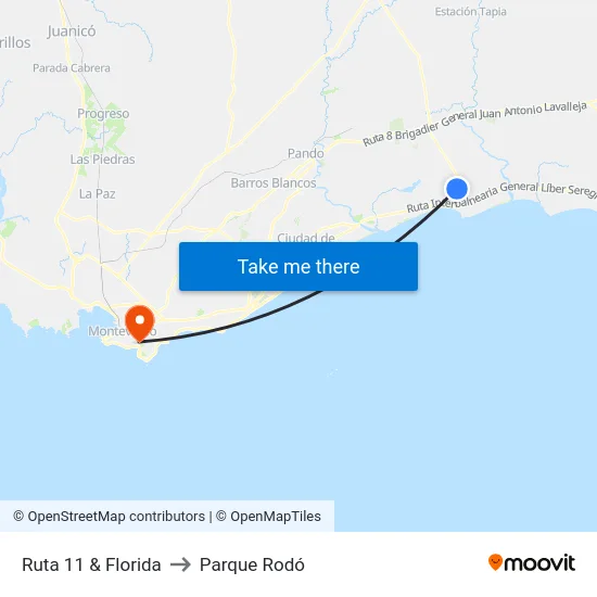 Ruta 11 & Florida to Parque Rodó map