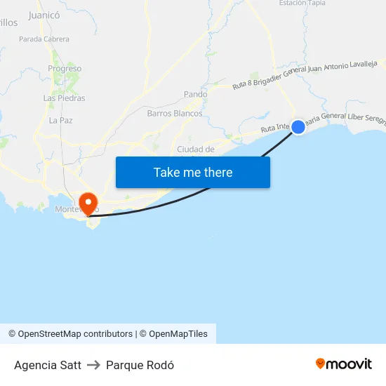 Agencia Satt to Parque Rodó map