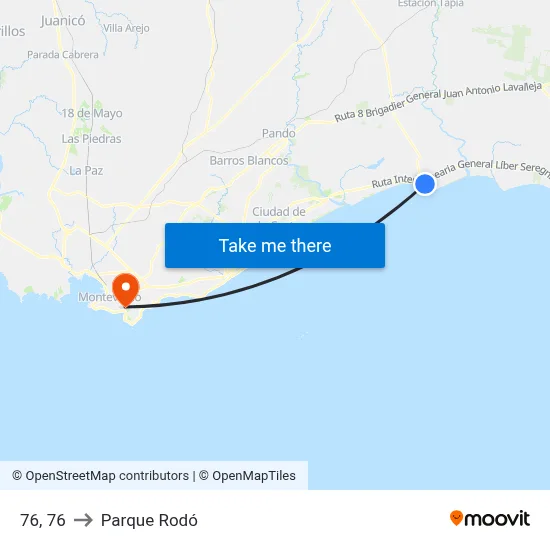 76, 76 to Parque Rodó map