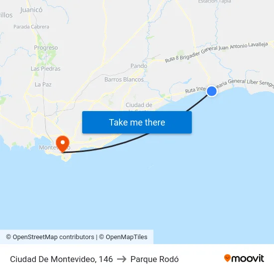 Ciudad De Montevideo, 146 to Parque Rodó map