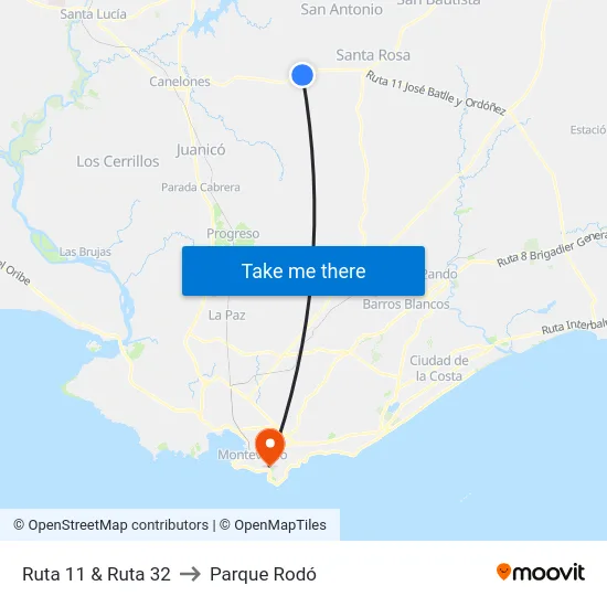 Ruta 11 & Ruta 32 to Parque Rodó map