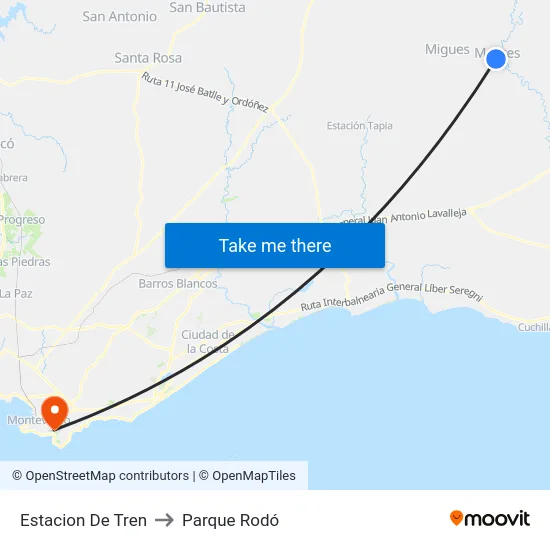 Estacion De Tren to Parque Rodó map