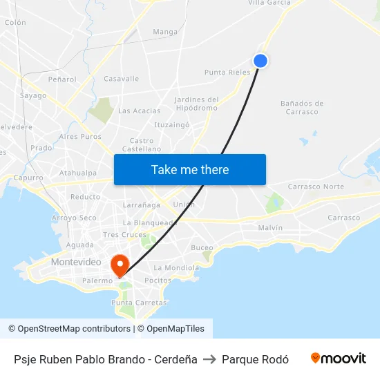 Psje Ruben Pablo Brando - Cerdeña to Parque Rodó map