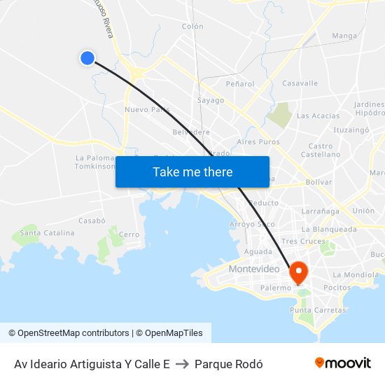Av Ideario Artiguista Y Calle E to Parque Rodó map