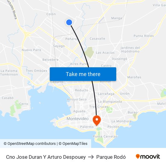 Cno Jose Duran Y Arturo Despouey to Parque Rodó map