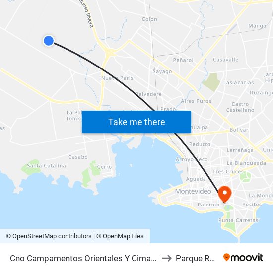 Cno Campamentos Orientales Y Cimarrones to Parque Rodó map