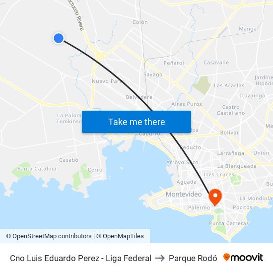 Cno Luis Eduardo Perez - Liga Federal to Parque Rodó map