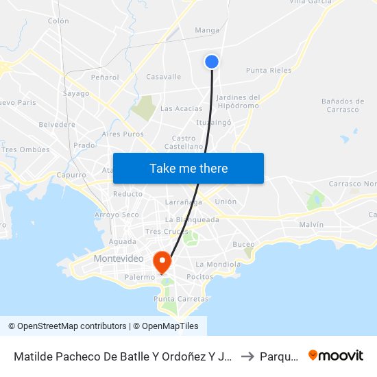 Matilde Pacheco De Batlle Y Ordoñez Y Juan Fernando Diaz Quijano to Parque Rodó map