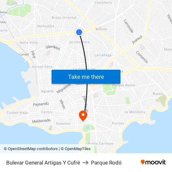Bulevar General Artigas Y Cufré to Parque Rodó map