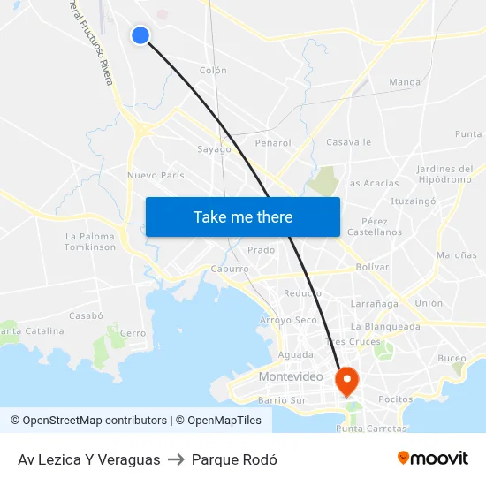 Av Lezica Y Veraguas to Parque Rodó map