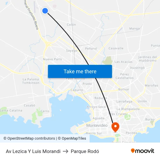 Av Lezica Y Luis Morandi to Parque Rodó map