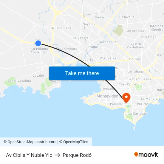 Av Cibils Y Nuble Yic to Parque Rodó map