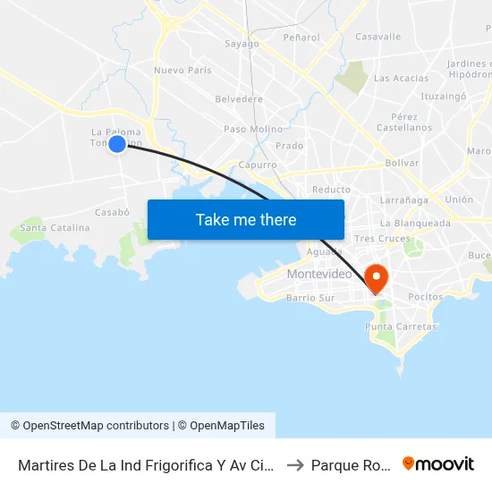 Martires De La Ind Frigorifica Y Av Cibils to Parque Rodó map