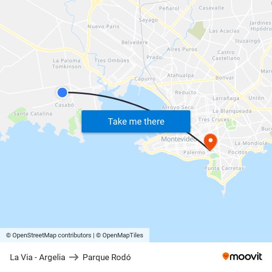 La Via - Argelia to Parque Rodó map