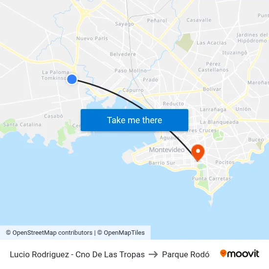 Lucio Rodriguez - Cno De Las Tropas to Parque Rodó map