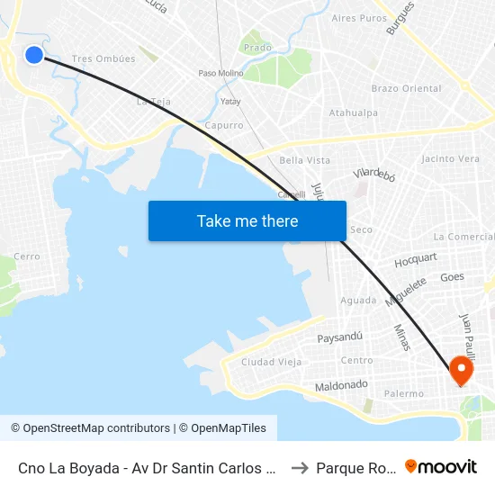 Cno La Boyada - Av Dr Santin Carlos Rossi to Parque Rodó map