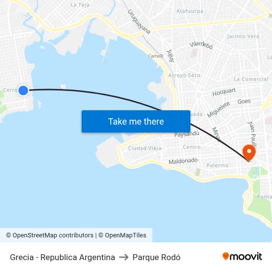 Grecia - Republica Argentina to Parque Rodó map
