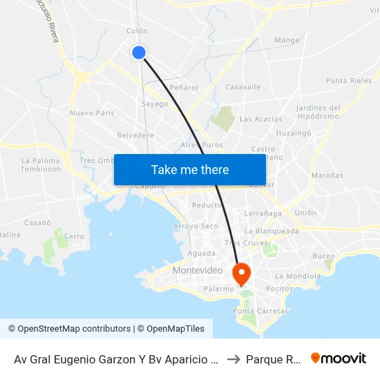 Av Gral Eugenio Garzon Y Bv Aparicio Saravia to Parque Rodó map