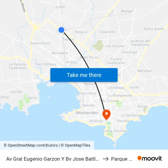Av Gral Eugenio Garzon Y Bv Jose Batlle Y Ordoñez to Parque Rodó map