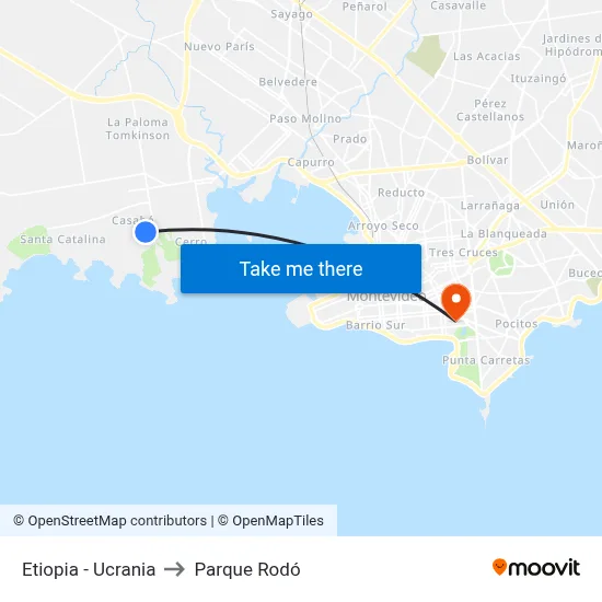 Etiopia - Ucrania to Parque Rodó map