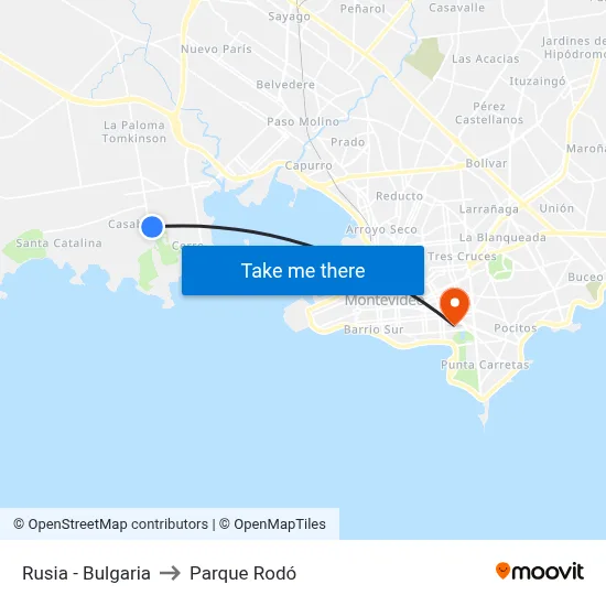 Rusia - Bulgaria to Parque Rodó map
