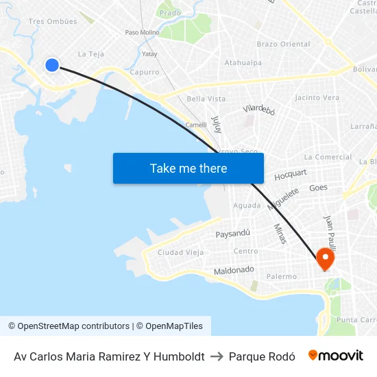 Av Carlos Maria Ramirez Y Humboldt to Parque Rodó map