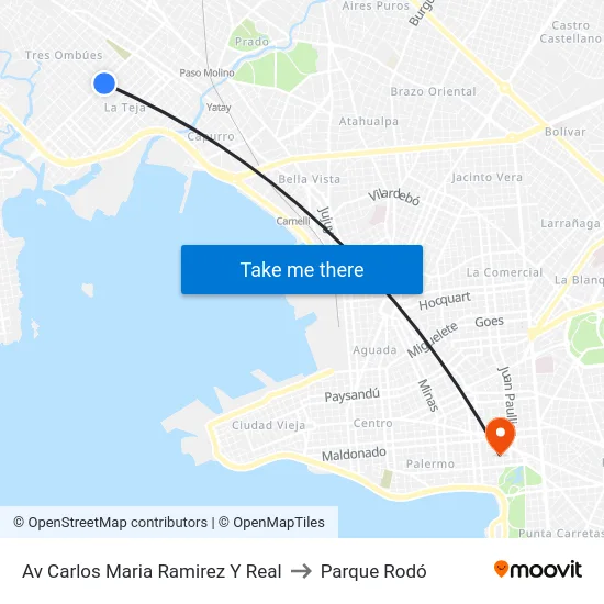 Av Carlos Maria Ramirez Y Real to Parque Rodó map