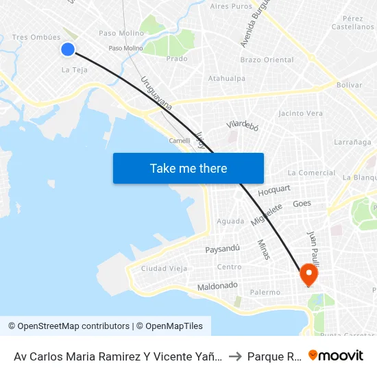 Av Carlos Maria Ramirez Y Vicente Yañez Pinzon to Parque Rodó map