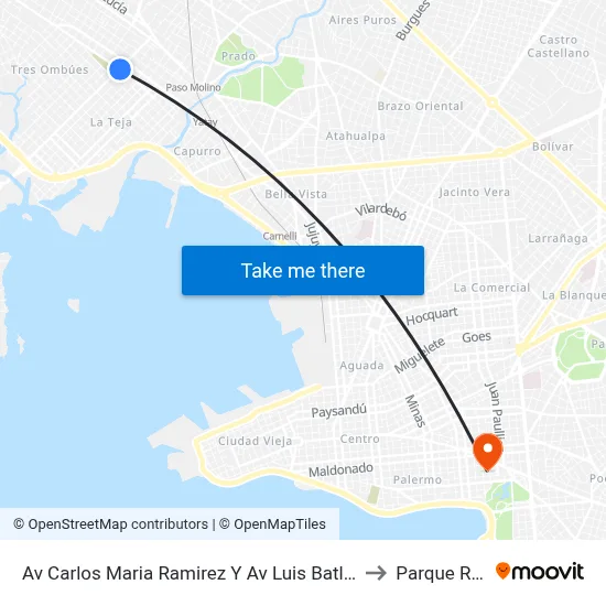 Av Carlos Maria Ramirez Y Av Luis Batlle Berres to Parque Rodó map