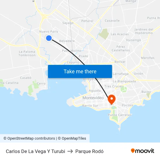 Carlos De La Vega Y Turubi to Parque Rodó map