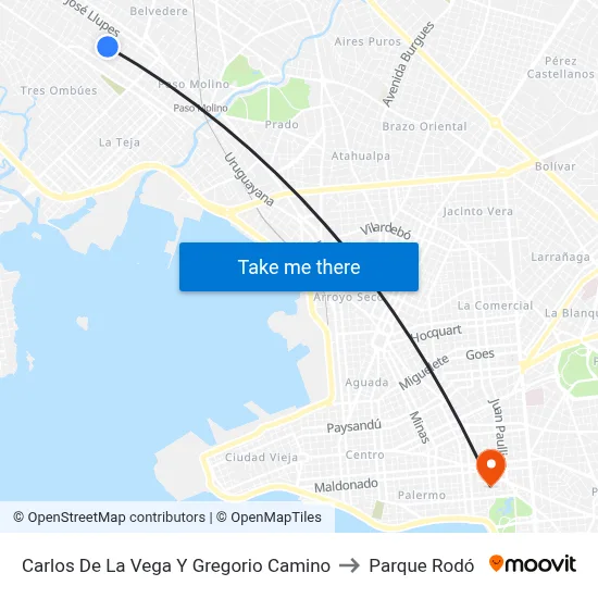 Carlos De La Vega Y Gregorio Camino to Parque Rodó map