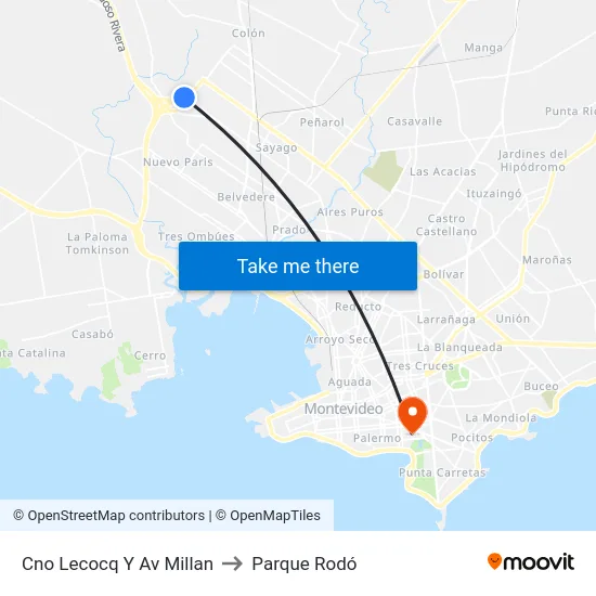 Cno Lecocq Y Av Millan to Parque Rodó map