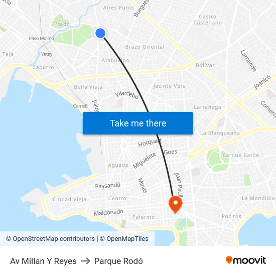 Av Millan Y Reyes to Parque Rodó map