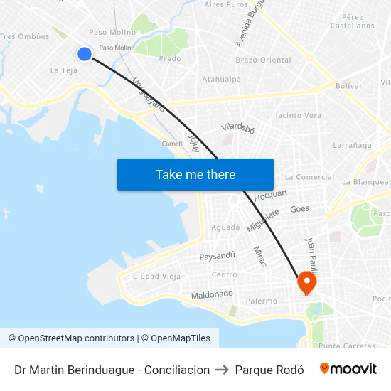 Dr Martin Berinduague - Conciliacion to Parque Rodó map