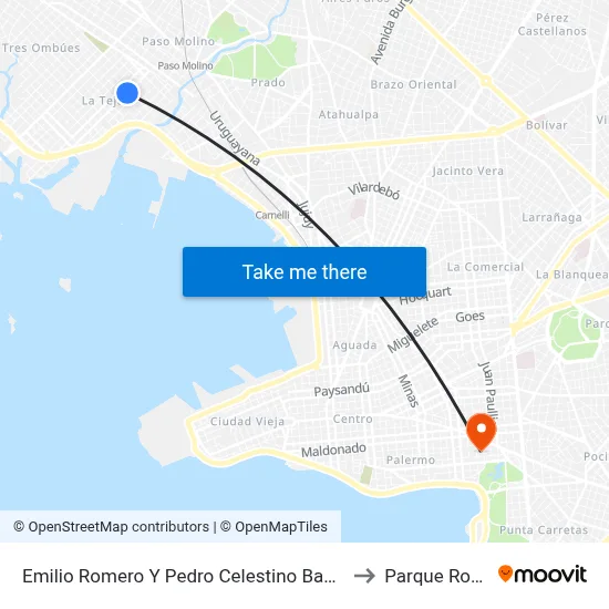 Emilio Romero Y Pedro Celestino Bauza to Parque Rodó map
