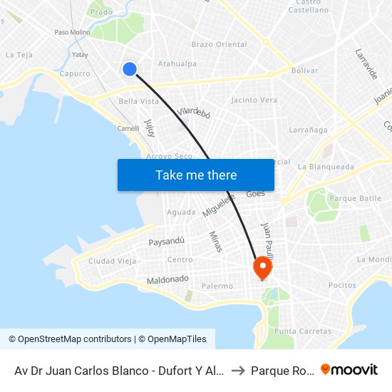Av Dr Juan Carlos Blanco - Dufort Y Alvarez to Parque Rodó map