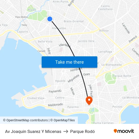 Av Joaquin Suarez Y Micenas to Parque Rodó map