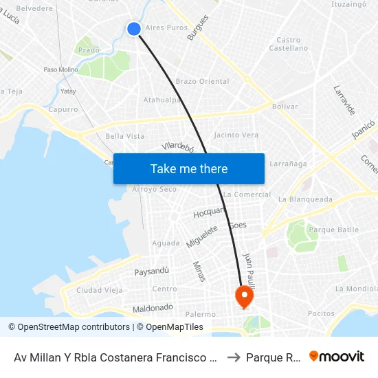 Av Millan Y Rbla Costanera Francisco Lavalleja to Parque Rodó map