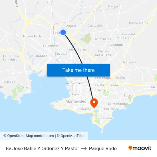 Bv Jose Batlle Y Ordoñez Y Pastor to Parque Rodó map