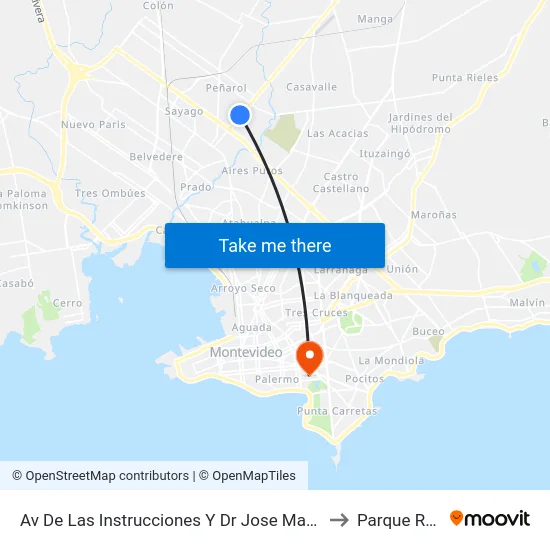 Av De Las Instrucciones Y Dr Jose Maria Silva to Parque Rodó map