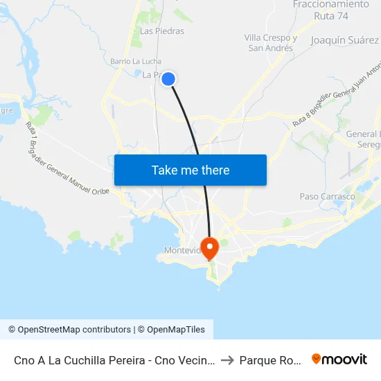 Cno A La Cuchilla Pereira - Cno Vecinal to Parque Rodó map