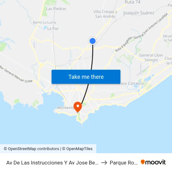 Av De Las Instrucciones Y Av Jose Belloni to Parque Rodó map