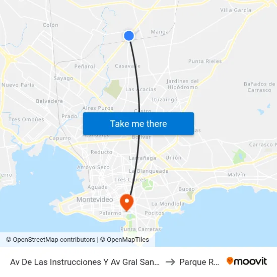 Av De Las Instrucciones Y Av Gral San Martin to Parque Rodó map