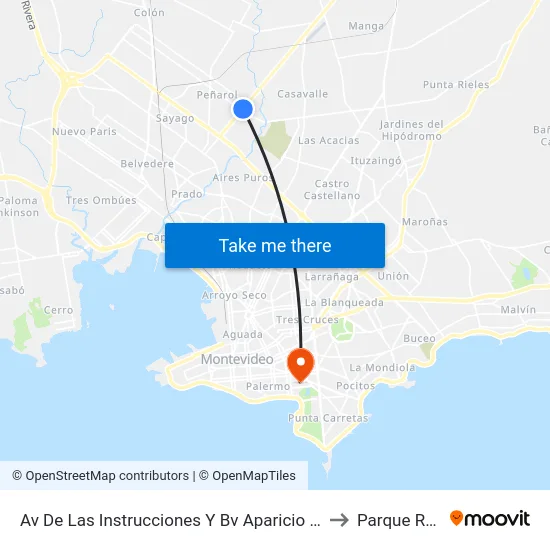 Av De Las Instrucciones Y Bv Aparicio Saravia to Parque Rodó map