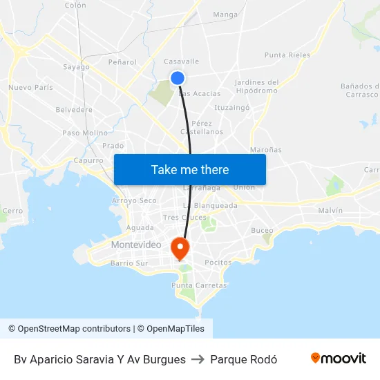 Bv Aparicio Saravia Y Av Burgues to Parque Rodó map