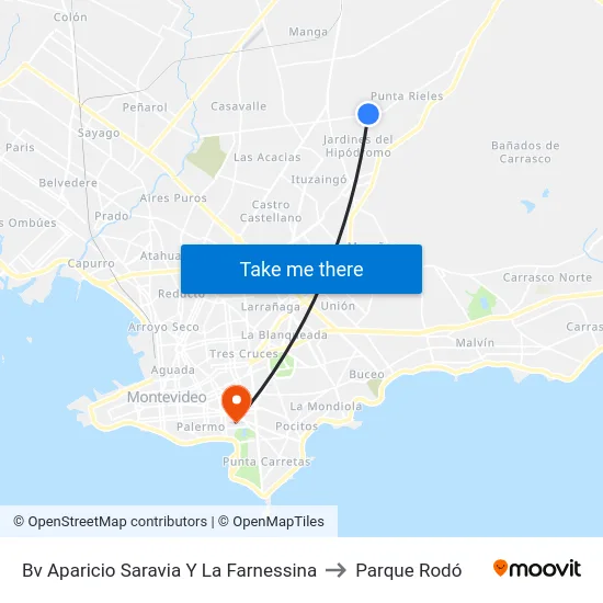 Bv Aparicio Saravia Y La Farnessina to Parque Rodó map