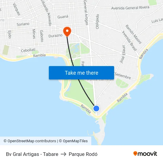 Bv Gral Artigas - Tabare to Parque Rodó map