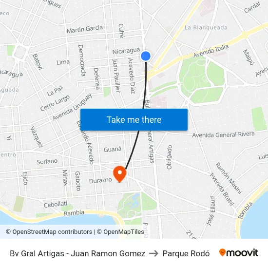 Bv Gral Artigas - Juan Ramon Gomez to Parque Rodó map