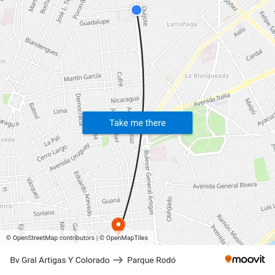 Bv Gral Artigas Y Colorado to Parque Rodó map